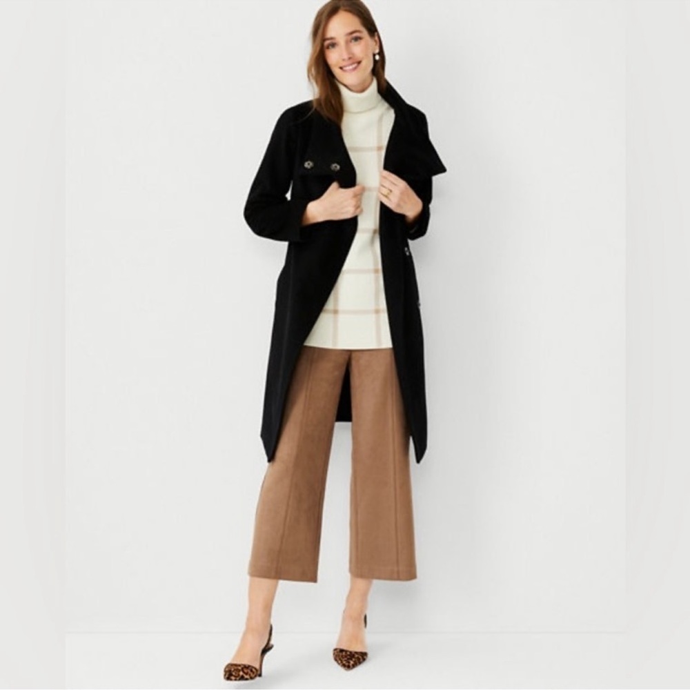 Ann Taylor Wool Blend Felted Funnel Neck Coat